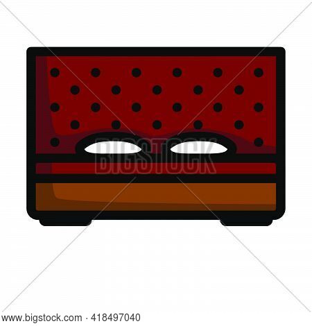 King-size Bed Icon. Editable Bold Outline With Color Fill Design. Vector Illustration.