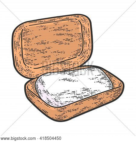 Soap Dish With Soap. Sketch Scratch Board Imitation Color.