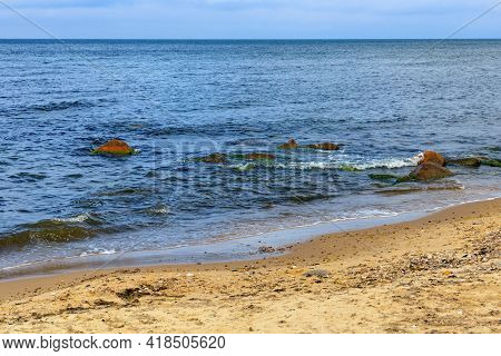 Beautiful Landscape Of The Baltic Sea Coast With Sandy Beach.