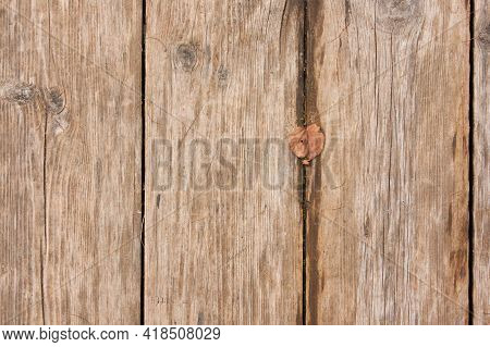 Fragment Of A Walking Path Made Of Natural Wooden Boards, Top View