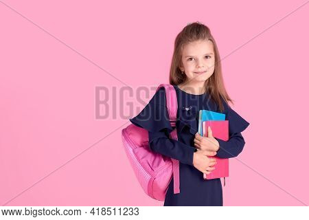Back To School Concept Half Turned Photo Portrait Of Lovely Conf