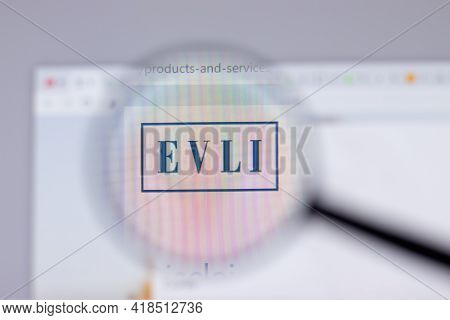 New York, Usa - 26 April 2021: Evli Bank Logo Close-up On Website Page, Illustrative Editorial