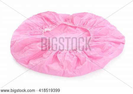 Pink Waterproof Shower Cap Isolated On White