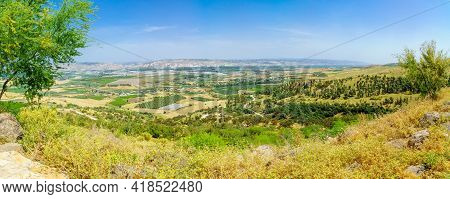 Panoramic View Of The Landscape Of The Lower Jordan River Valley. Northern Israel