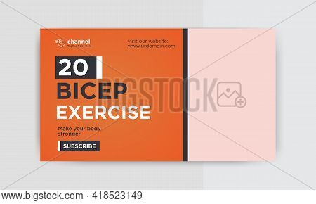 Fitness And Gym Video Thumbnail Banner Template. Video Thumbnail Or Web Banner Template. Social Medi
