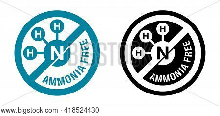 Ammonia Free Colour Flat Circular Icon - For Non-ammonia Hair Dye. Vector Emblem