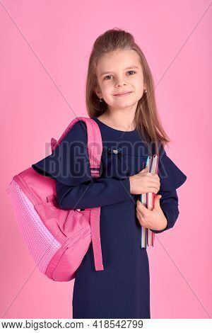 Back To School Concept Half Turned Photo Portrait Of Lovely Conf