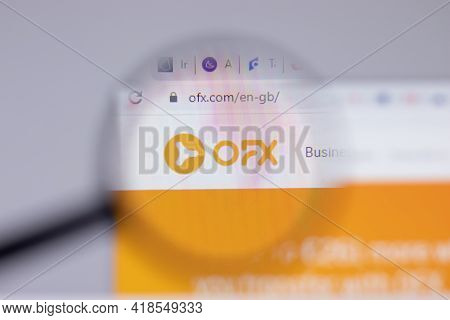 New York, Usa - 26 April 2021: Ofx Logo Close-up On Website Page, Illustrative Editorial
