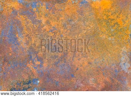 Iron Metal Surface Rust Background Texture. Wheathered Rust And Scratched Steel Texture Useful For B