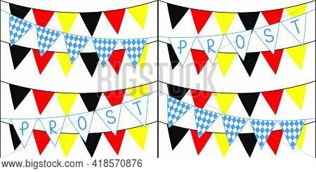 Seamless Pattern With Different Flags For Oktoberfest On White Background