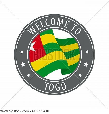 Welcome To Togo. Gray Stamp With A Waving Country Flag. Collection Of Welcome Icons.