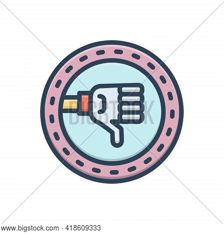 Color Illustration Icon For Fail Failure Fiasco Hoodoo Setback Dislike