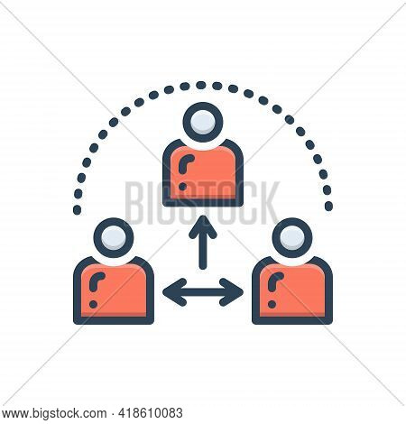 Color Illustration Icon For Thirdparty People Group Communication Team-spirit Together Broker