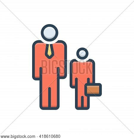 Color Illustration Icon For Ancillary Helper Subsidiary Auxiliary Accessory Junior Assistance