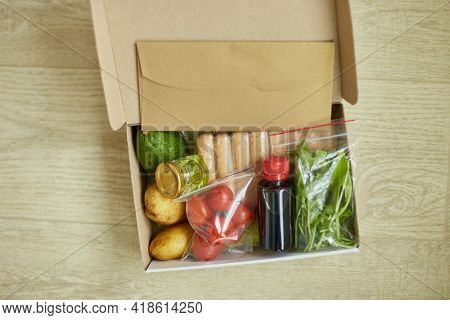 Food Box Meal Kit Of Fresh Ingredients And Recipe Blank Order From A Meal Kit Company