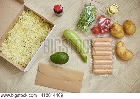 Food Box Meal Kit Of Fresh Ingredients And Recipe Blank Order From A Meal Kit Company