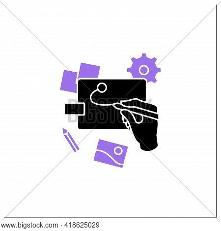 Sketching Glyph Icon.quick Freehand Drawing.draw On Paper.surrounding Objects, Photographically Accu