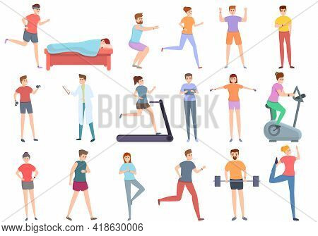 Wearable Tracker Icons Set. Cartoon Set Of Wearable Tracker Vector Icons For Web Design