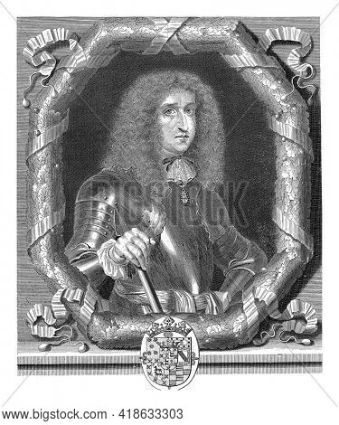 Portrait of the late governor of Spain, Johannes Dominicus van Zuniga, in Fonseca, in the crown of a crane.