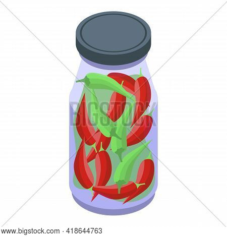 Pickled Chilli Pepper Icon. Isometric Of Pickled Chilli Pepper Vector Icon For Web Design Isolated O
