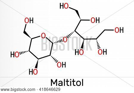 Maltitol Molecule. It Is Sweetener, Sugar Substitute, Polyol, Sugar Alcohol. Skeletal Chemical Formu