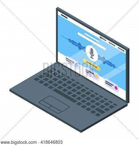 Laptop Speech Recognition Icon. Isometric Of Laptop Speech Recognition Vector Icon For Web Design Is