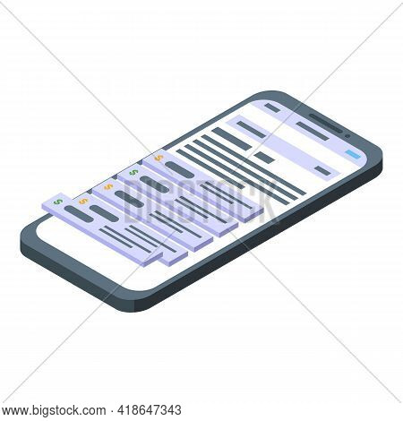 Purchase History Sms Icon. Isometric Of Purchase History Sms Vector Icon For Web Design Isolated On 