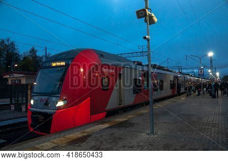 Lastochka Commuter Train At The Railway Station