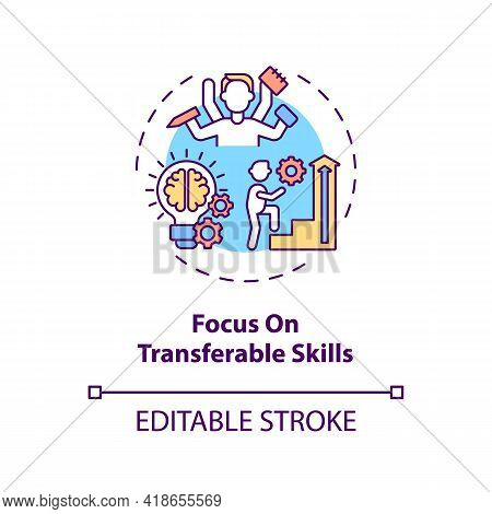 Focus On Transferable Skills Concept Icon. Portable Skills Idea Thin Line Illustration. Transition J