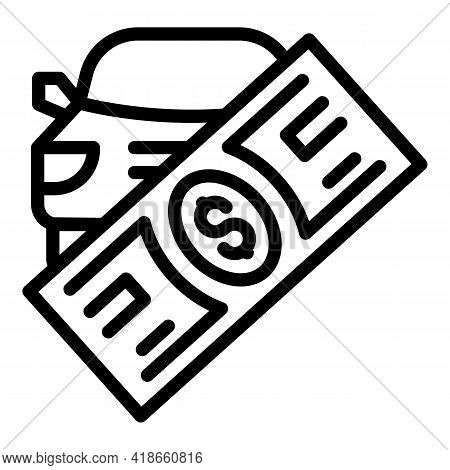 Compensation Car Cash Icon. Outline Compensation Car Cash Vector Icon For Web Design Isolated On Whi