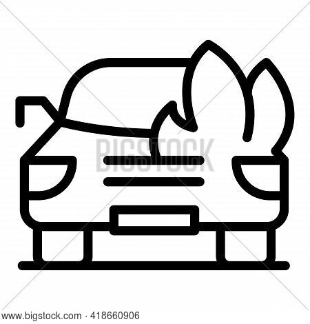 Compensation Car Fire Icon. Outline Compensation Car Fire Vector Icon For Web Design Isolated On Whi