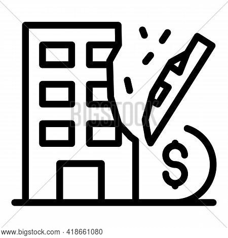 Building Compensation Icon. Outline Building Compensation Vector Icon For Web Design Isolated On Whi