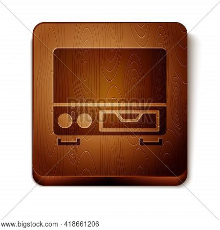 Brown Old Video Cassette Player Icon Isolated On White Background. Old Beautiful Retro Hipster Video