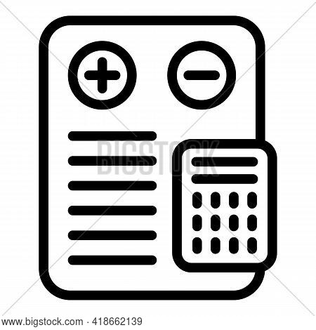 Liability Calculator Icon. Outline Liability Calculator Vector Icon For Web Design Isolated On White
