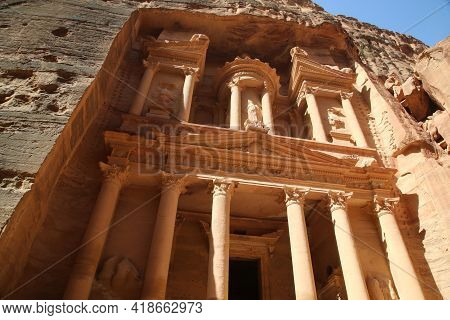 Petra The Beautiful Nabataean Treasury. High Quality Photo