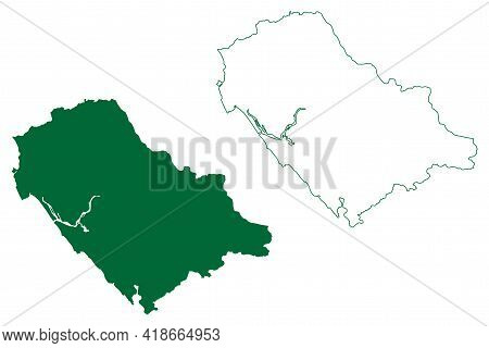 Kannur District (kerala State, Republic Of India) Map Vector Illustration, Scribble Sketch Cannanore