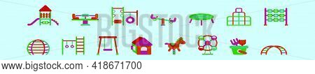 Set Of Jungle Gym Cartoon Icon Design Template With Various Models. Modern Vector Illustration Isola