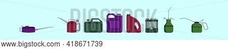 Set Of Oilcan Cartoon Icon Design Template With Various Models. Modern Vector Illustration Isolated 