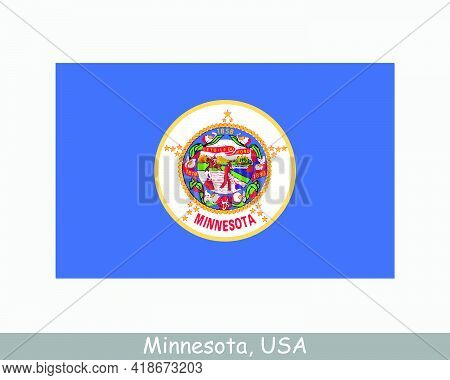 Minnesota Usa State Flag. Flag Of Mn, Usa Isolated On White Background. United States, America, Amer