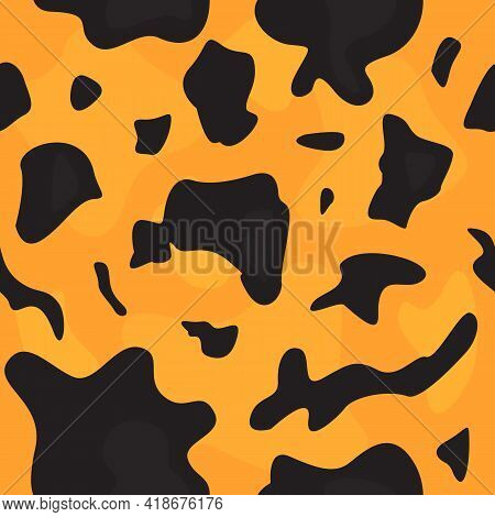 Colorful Tortoiseshell Seamless Pattern Design. Black Orange Texture Wallpaper. Tortoise Shell Close