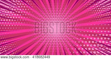 Pop Art Pink Comics Book Cartoon Magazine Cover. Cartoon Funny Retro Pattern Strip Mock Up. Vector H