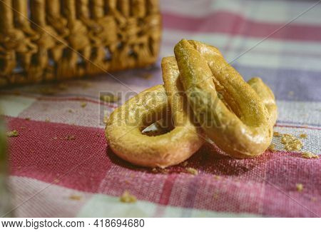 Close Up View Of Apulian Taralli. Taralli Are An Ideal Dish For A Quick And Tasty Aperitif.