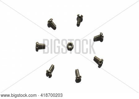 Threaded Metal Mount On A White Background