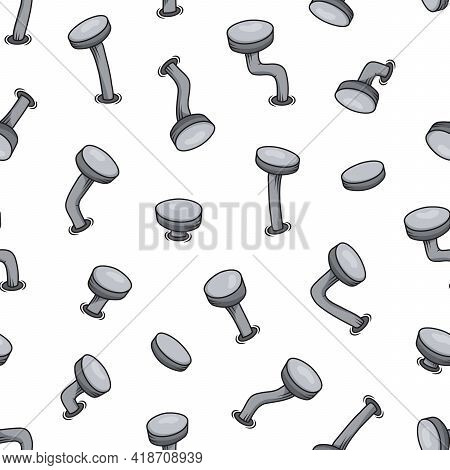 Cartoon Iron Old Nails Seamless Pattern, Steel Bent Vector Spikes, Carpentry Concept, Rusty Metal Pi
