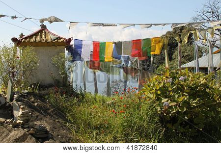 Buddhist Prayer Flags at Pemayangtse Monastery