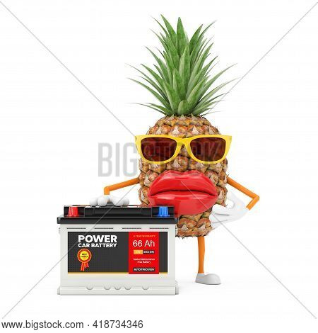 Fun Cartoon Fashion Hipster Cut Pineapple Person Character Mascot And Rechargeable Car Battery 12v A