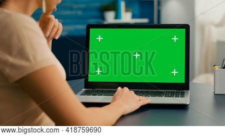 Close Up Of Freelencer Typing On Isolated Laptop