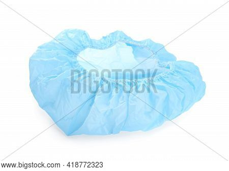Light Blue Waterproof Shower Cap Isolated On White