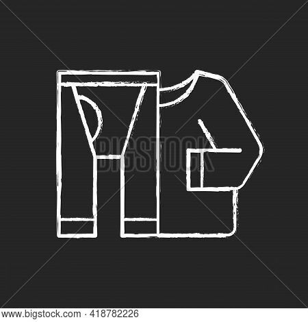 Thermal Underwear Chalk White Icon On Black Background. Sportswear And Thermo Clothing. Leggins And 