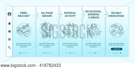 Hepatic Health Requirements Onboarding Vector Template. Responsive Mobile Website With Icons. Web Pa